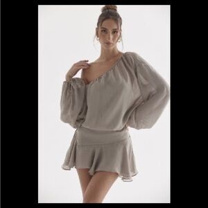 house of cb Elegant One-Shoulder Gray Dress